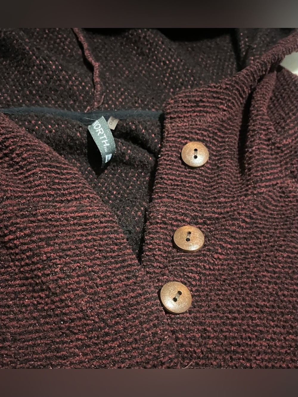 44 Degree North Women’s Hooded Button Pullover Long Sleeve Sweatshirt - Burgundy - Picture 5 of 16